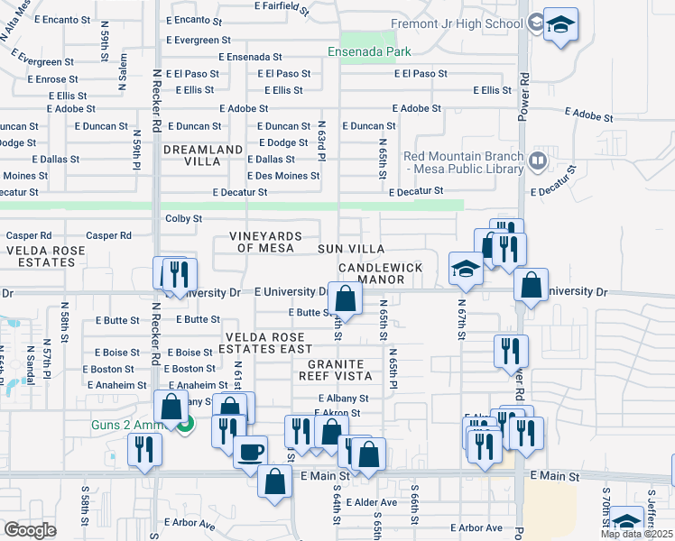 map of restaurants, bars, coffee shops, grocery stores, and more near in Maricopa County