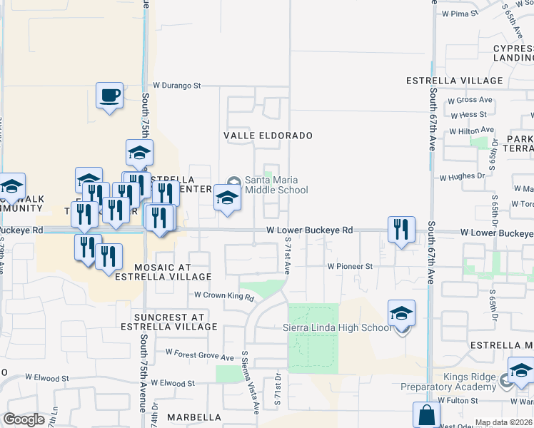 map of restaurants, bars, coffee shops, grocery stores, and more near in Phoenix