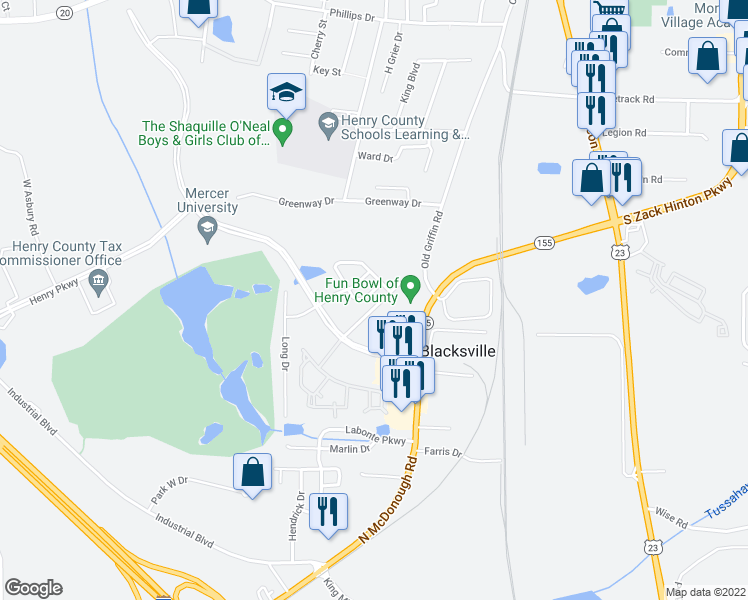 map of restaurants, bars, coffee shops, grocery stores, and more near 1126 Mcconaughy Court in McDonough