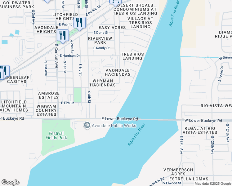 map of restaurants, bars, coffee shops, grocery stores, and more near 1010 Dysart Road in Avondale