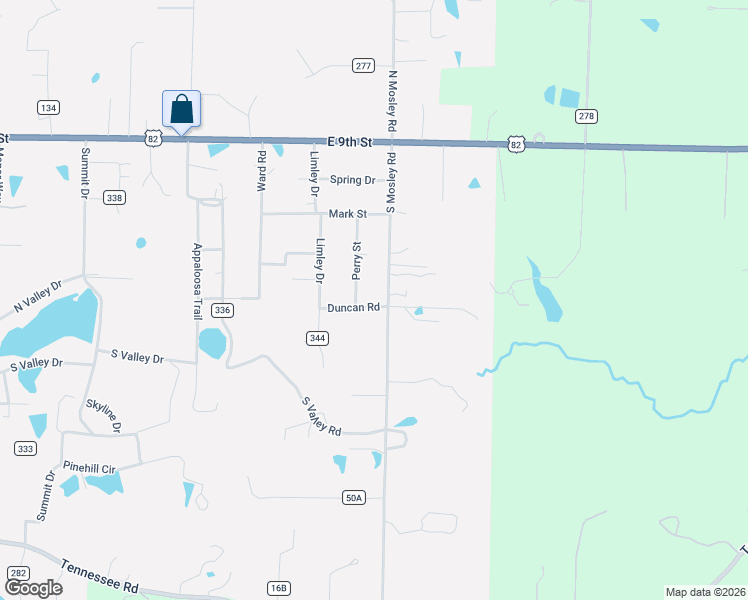 map of restaurants, bars, coffee shops, grocery stores, and more near 625 County Road 50 in Texarkana