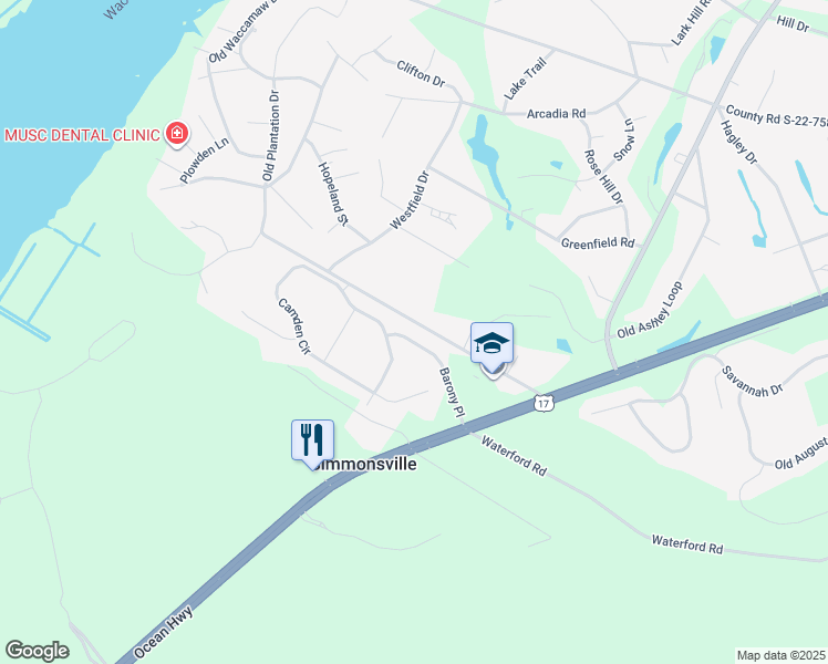 map of restaurants, bars, coffee shops, grocery stores, and more near 346 Old Plantation Drive in Pawleys Island