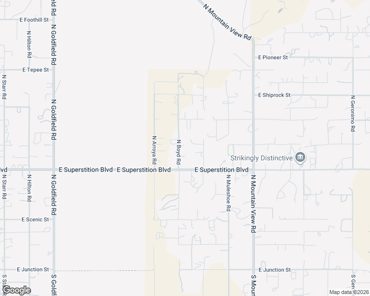 map of restaurants, bars, coffee shops, grocery stores, and more near 4310 East Greasewood Street in Apache Junction