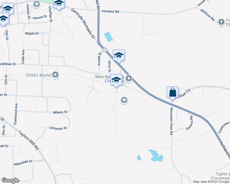 map of restaurants, bars, coffee shops, grocery stores, and more near 113 Picadilly Circle in Talladega