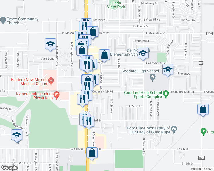 map of restaurants, bars, coffee shops, grocery stores, and more near 306 Northwood Drive in Roswell