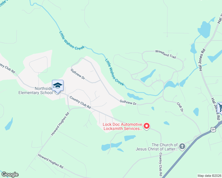 map of restaurants, bars, coffee shops, grocery stores, and more near 145 Golfview Drive in Newnan