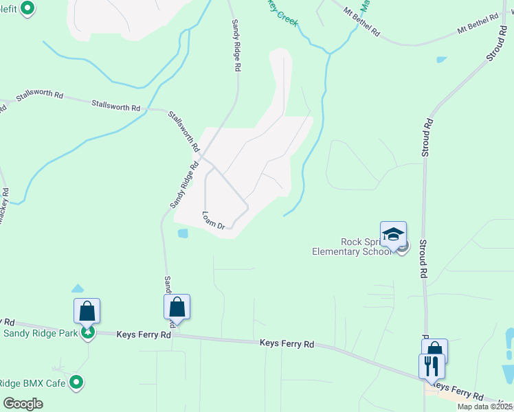 map of restaurants, bars, coffee shops, grocery stores, and more near 123 Loam Drive in McDonough