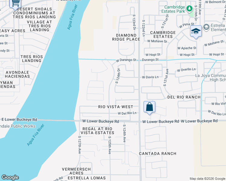 map of restaurants, bars, coffee shops, grocery stores, and more near 2306 South 124th Drive in Avondale