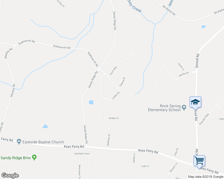 map of restaurants, bars, coffee shops, grocery stores, and more near 118 Loam Drive in McDonough
