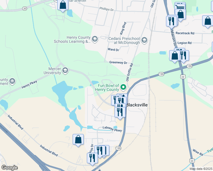 map of restaurants, bars, coffee shops, grocery stores, and more near 1088 Mcconaughy Court in McDonough
