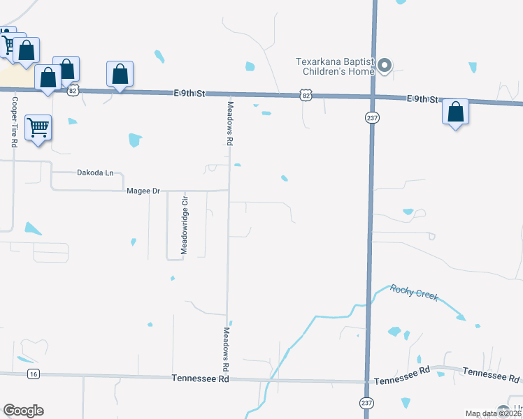 map of restaurants, bars, coffee shops, grocery stores, and more near 5110 McNatt Lane in Texarkana