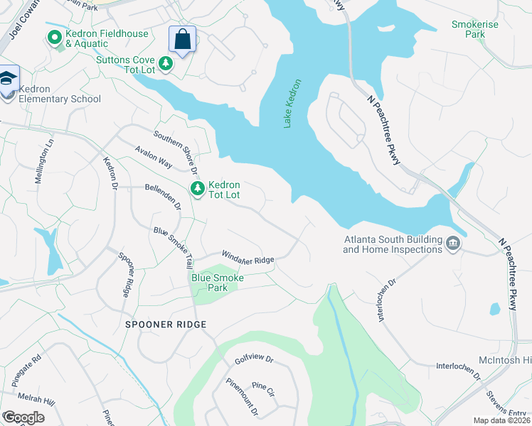 map of restaurants, bars, coffee shops, grocery stores, and more near 102 Passage Point in Peachtree City