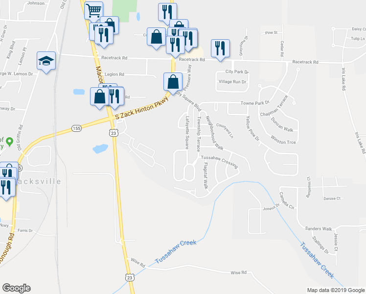 map of restaurants, bars, coffee shops, grocery stores, and more near 1510 New Orleans Way in McDonough
