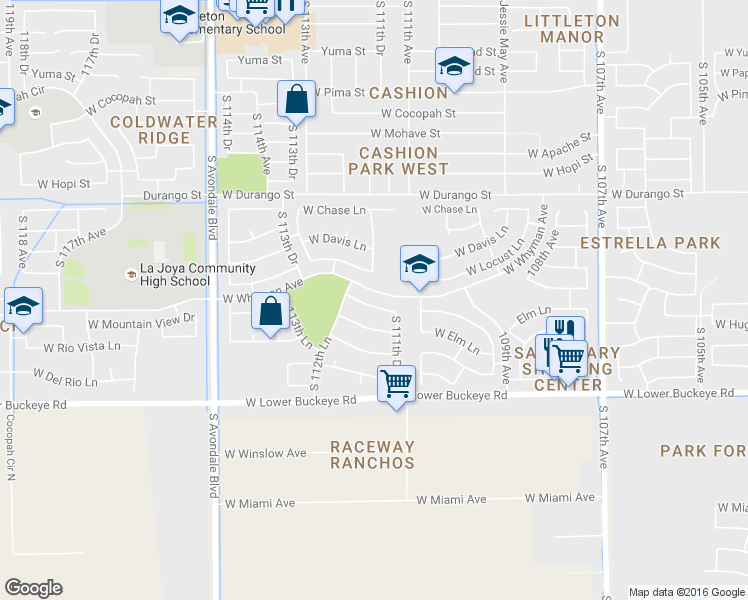 map of restaurants, bars, coffee shops, grocery stores, and more near 11202 West Mountain View Drive in Avondale