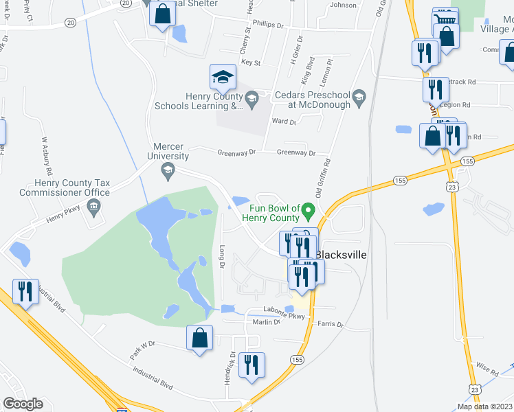 map of restaurants, bars, coffee shops, grocery stores, and more near 1088 Mcconaughy Court in McDonough