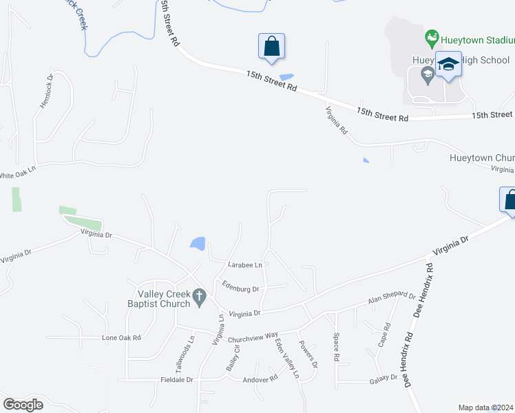 map of restaurants, bars, coffee shops, grocery stores, and more near 2696 White Post Road in Hueytown