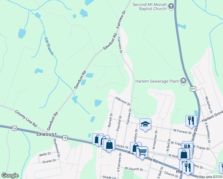 map of restaurants, bars, coffee shops, grocery stores, and more near 620 Hillcrest Street in Harlem