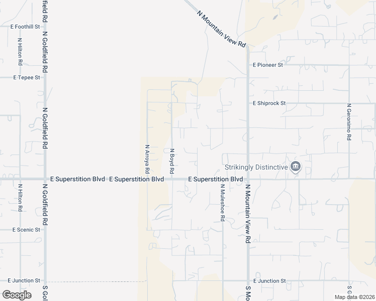 map of restaurants, bars, coffee shops, grocery stores, and more near 4310 East Greasewood Street in Apache Junction