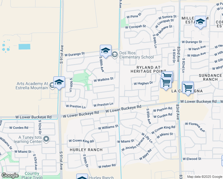 map of restaurants, bars, coffee shops, grocery stores, and more near 8712 West Magnolia Street in Tolleson