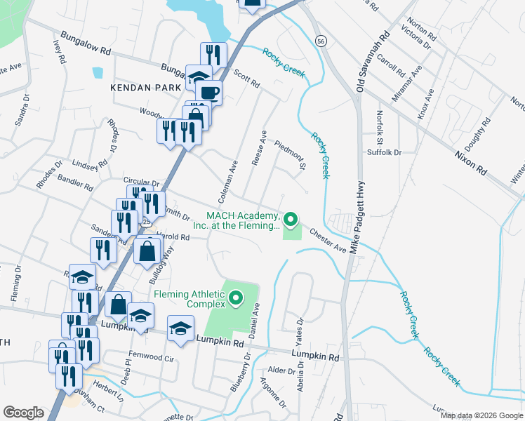 map of restaurants, bars, coffee shops, grocery stores, and more near 1921 Virginia Avenue in Augusta
