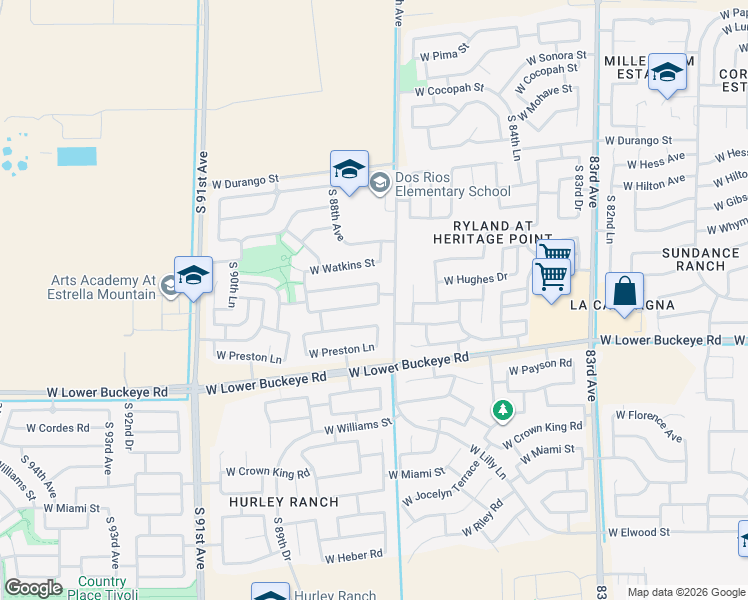 map of restaurants, bars, coffee shops, grocery stores, and more near 8708 West Magnolia Street in Tolleson