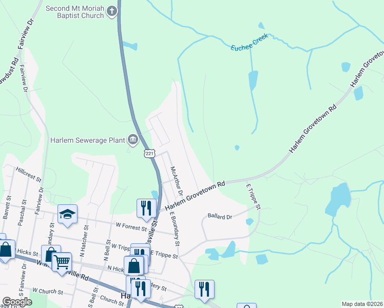 map of restaurants, bars, coffee shops, grocery stores, and more near 116 Oliver Hardy Court in Harlem