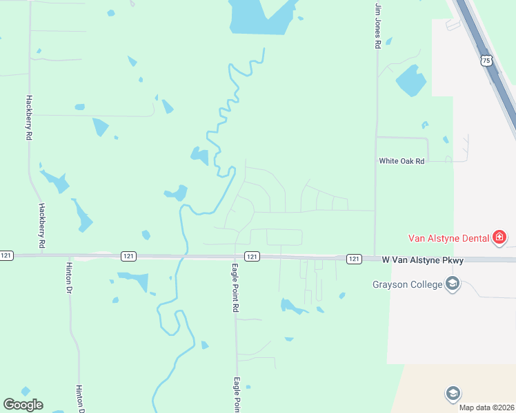 map of restaurants, bars, coffee shops, grocery stores, and more near 415 North Eagle Point Road in Van Alstyne