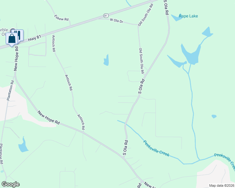 map of restaurants, bars, coffee shops, grocery stores, and more near 462 South Ola Road in McDonough