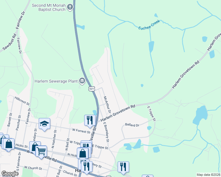 map of restaurants, bars, coffee shops, grocery stores, and more near 116 Oliver Hardy Court in Harlem