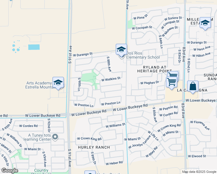 map of restaurants, bars, coffee shops, grocery stores, and more near 8807 West Hammond Lane in Tolleson