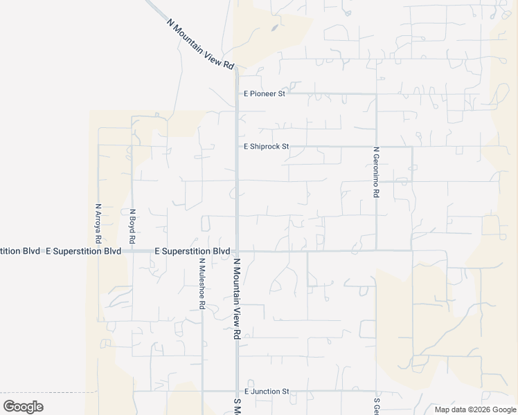 map of restaurants, bars, coffee shops, grocery stores, and more near 1025 North Mountain View Road in Apache Junction