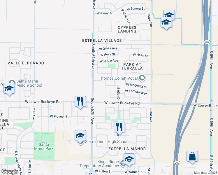 map of restaurants, bars, coffee shops, grocery stores, and more near 6533 West Magnolia Street in Phoenix