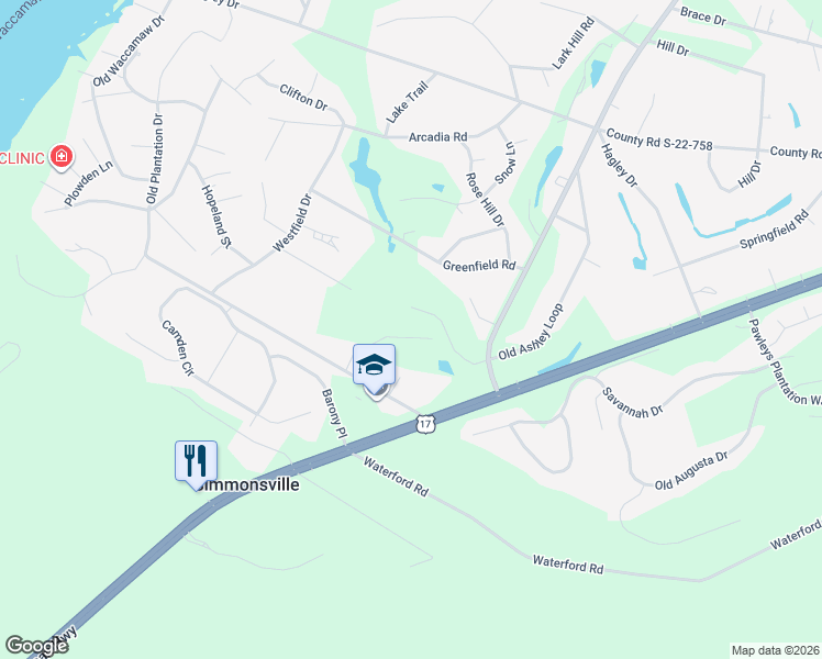 map of restaurants, bars, coffee shops, grocery stores, and more near 181 Moss Dale Lane in Pawleys Island