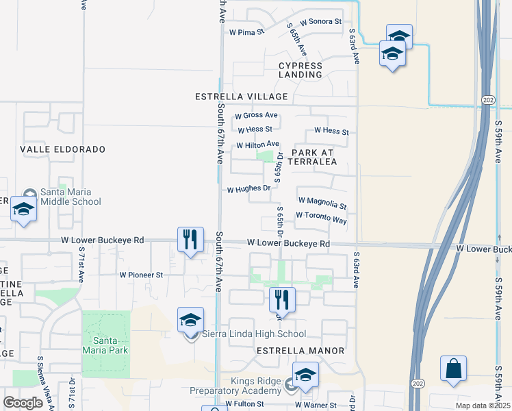 map of restaurants, bars, coffee shops, grocery stores, and more near 6533 West Magnolia Street in Phoenix