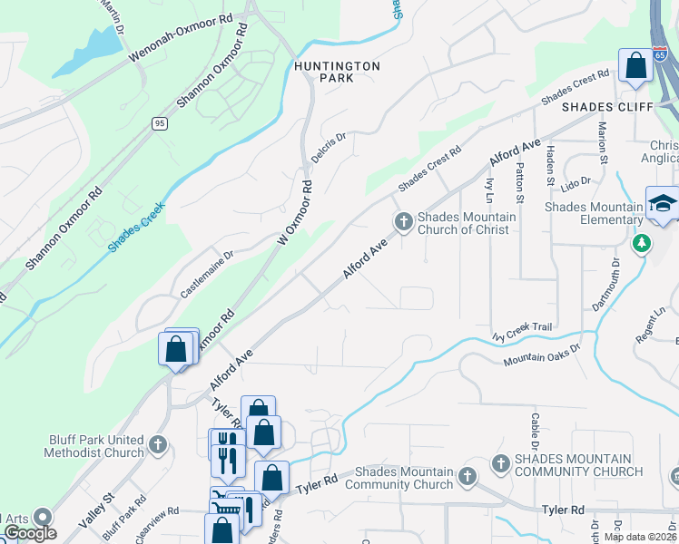 map of restaurants, bars, coffee shops, grocery stores, and more near 910 Alford Avenue in Birmingham