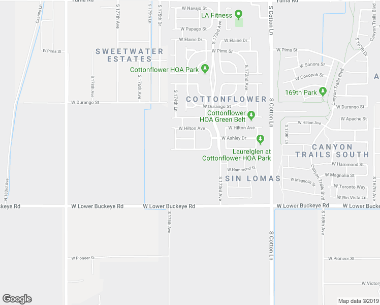 map of restaurants, bars, coffee shops, grocery stores, and more near 17381 West Watkins Street in Goodyear