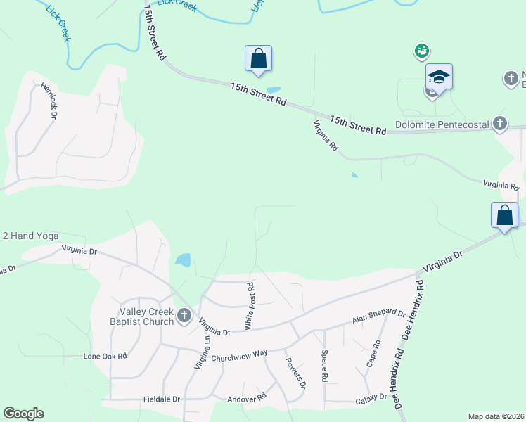 map of restaurants, bars, coffee shops, grocery stores, and more near 2155 White Post Road in Bessemer