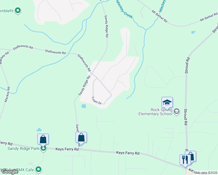 map of restaurants, bars, coffee shops, grocery stores, and more near 118 Loam Drive in McDonough