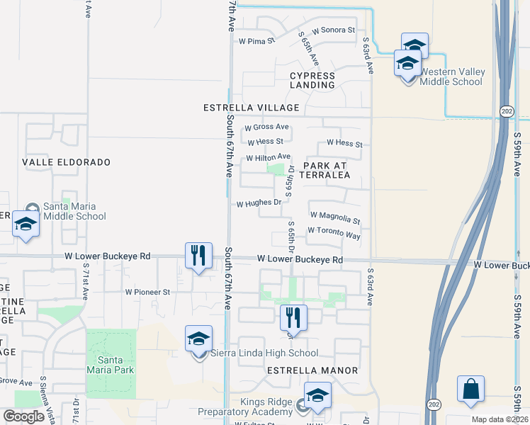 map of restaurants, bars, coffee shops, grocery stores, and more near 6533 West Magnolia Street in Phoenix