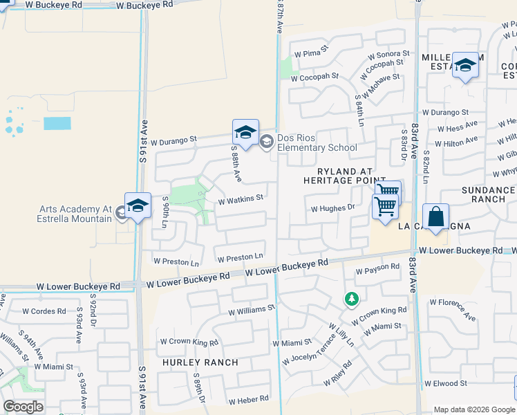 map of restaurants, bars, coffee shops, grocery stores, and more near 8708 West Magnolia Street in Tolleson