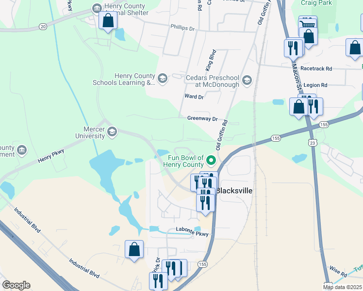 map of restaurants, bars, coffee shops, grocery stores, and more near 1088 Mcconaughy Court in McDonough