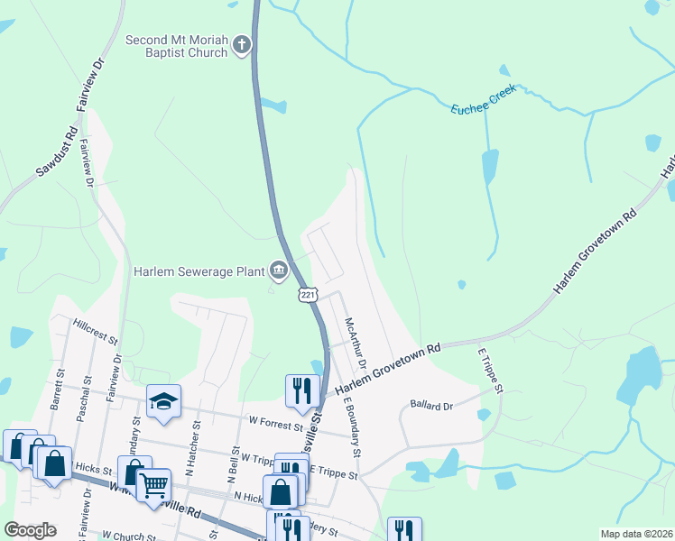 map of restaurants, bars, coffee shops, grocery stores, and more near 133 Oliver Hardy Court in Harlem