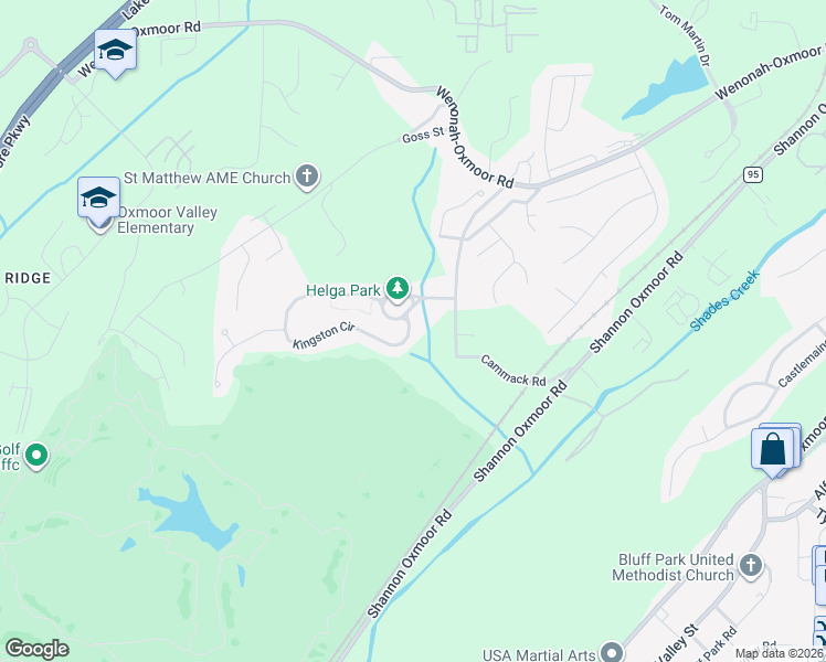 map of restaurants, bars, coffee shops, grocery stores, and more near 141 Kingston Ridge in Birmingham