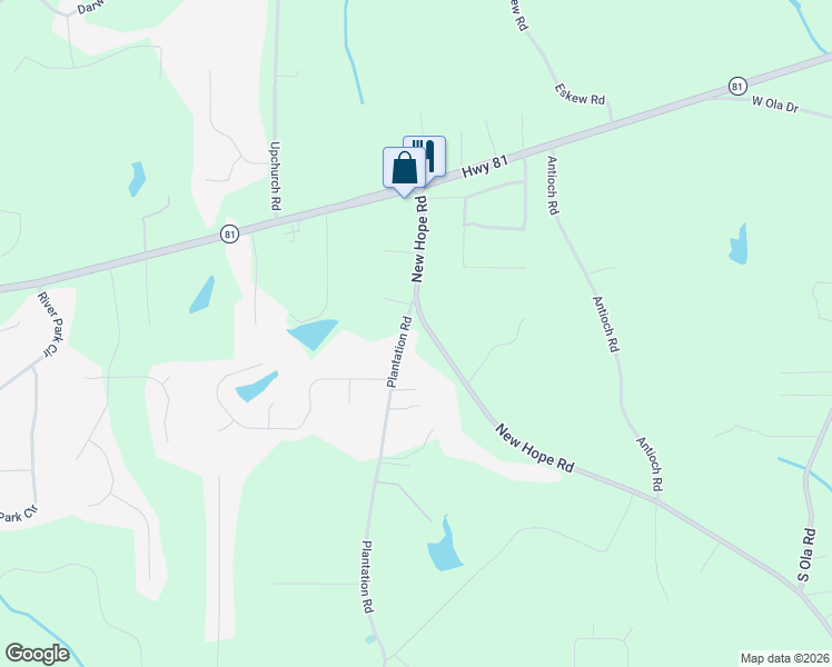 map of restaurants, bars, coffee shops, grocery stores, and more near 190 New Hope Road in McDonough