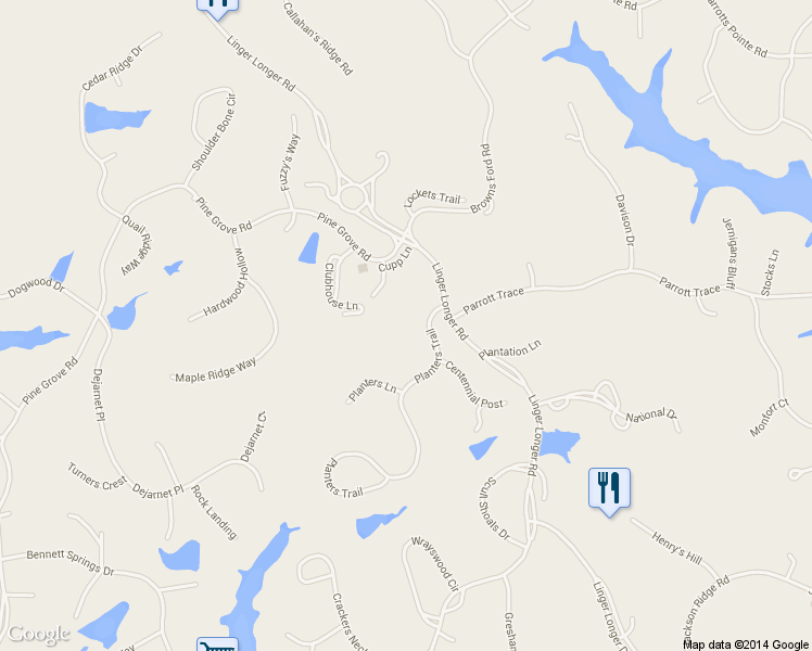 map of restaurants, bars, coffee shops, grocery stores, and more near 1023 Planters Trail in Greensboro