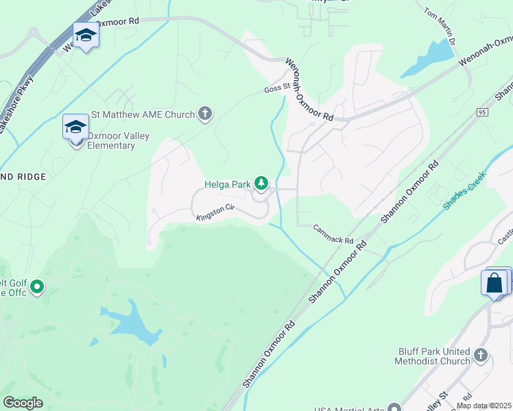 map of restaurants, bars, coffee shops, grocery stores, and more near 141 Kingston Ridge in Birmingham