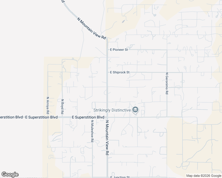 map of restaurants, bars, coffee shops, grocery stores, and more near 1245 North Mountain View Road in Apache Junction