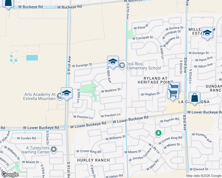 map of restaurants, bars, coffee shops, grocery stores, and more near 8742 West Watkins Street in Tolleson
