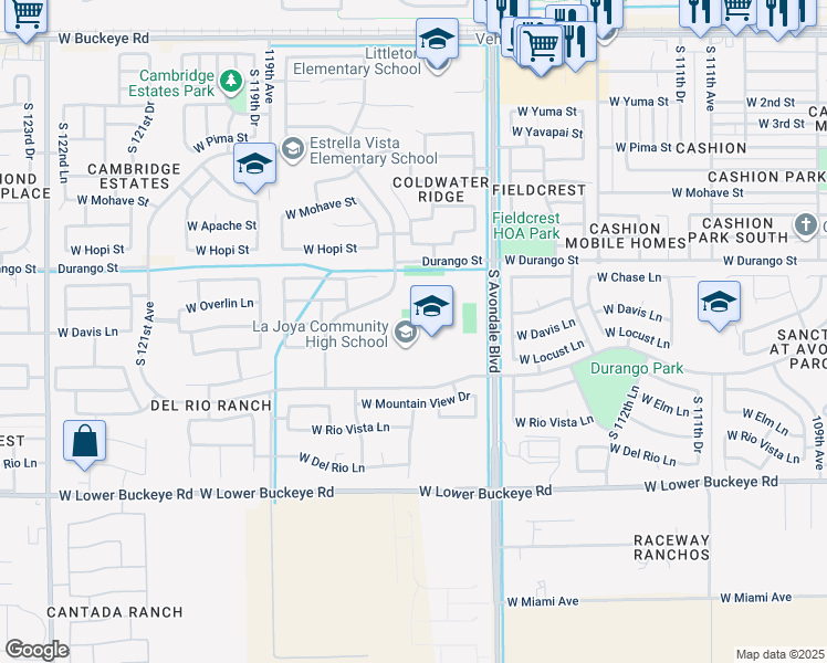map of restaurants, bars, coffee shops, grocery stores, and more near 11650 West Whyman Avenue in Avondale