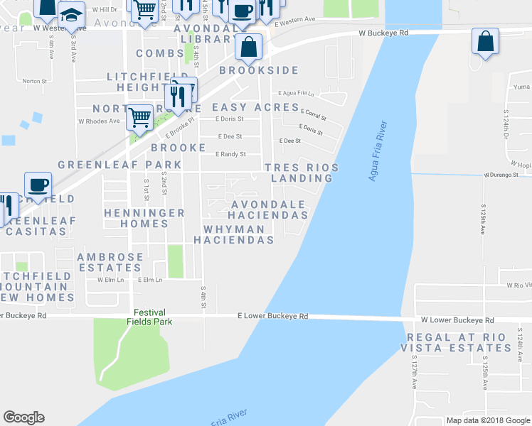 map of restaurants, bars, coffee shops, grocery stores, and more near 5 Dysart Road in Avondale